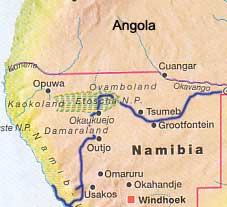 Strecke Namibia Caprivizipfel - Etoscha NP - Swakopsmund