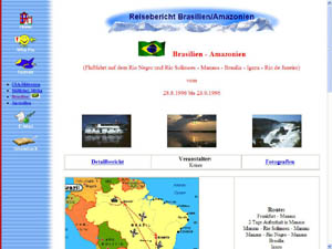 Flußfahrt auf dem Rio Negro und Rio Solimoes - Manaus - Brasilia - Igazu - Rio de Janeiro - 28.8.1996 bis 23.9.1996