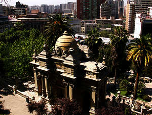 Blick vom Cerro Santa Lucia in Santiago de Chile