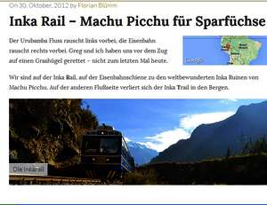 Inka Rail – Machu Picchu für Sparfüchse Inka Rail – Machu Picchu für Sparfüchse