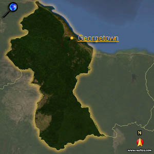 Vorschaukarte Guyana bitte klicken für interaktive Kartenansicht